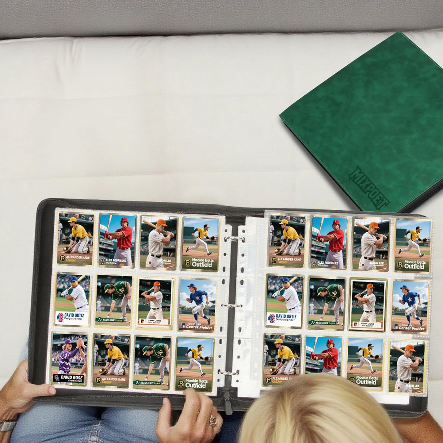 Skiennix Trading Card Binder - 12 Pocket Collection Album for 960 Cards | Premium Double-Sided Green Holder
