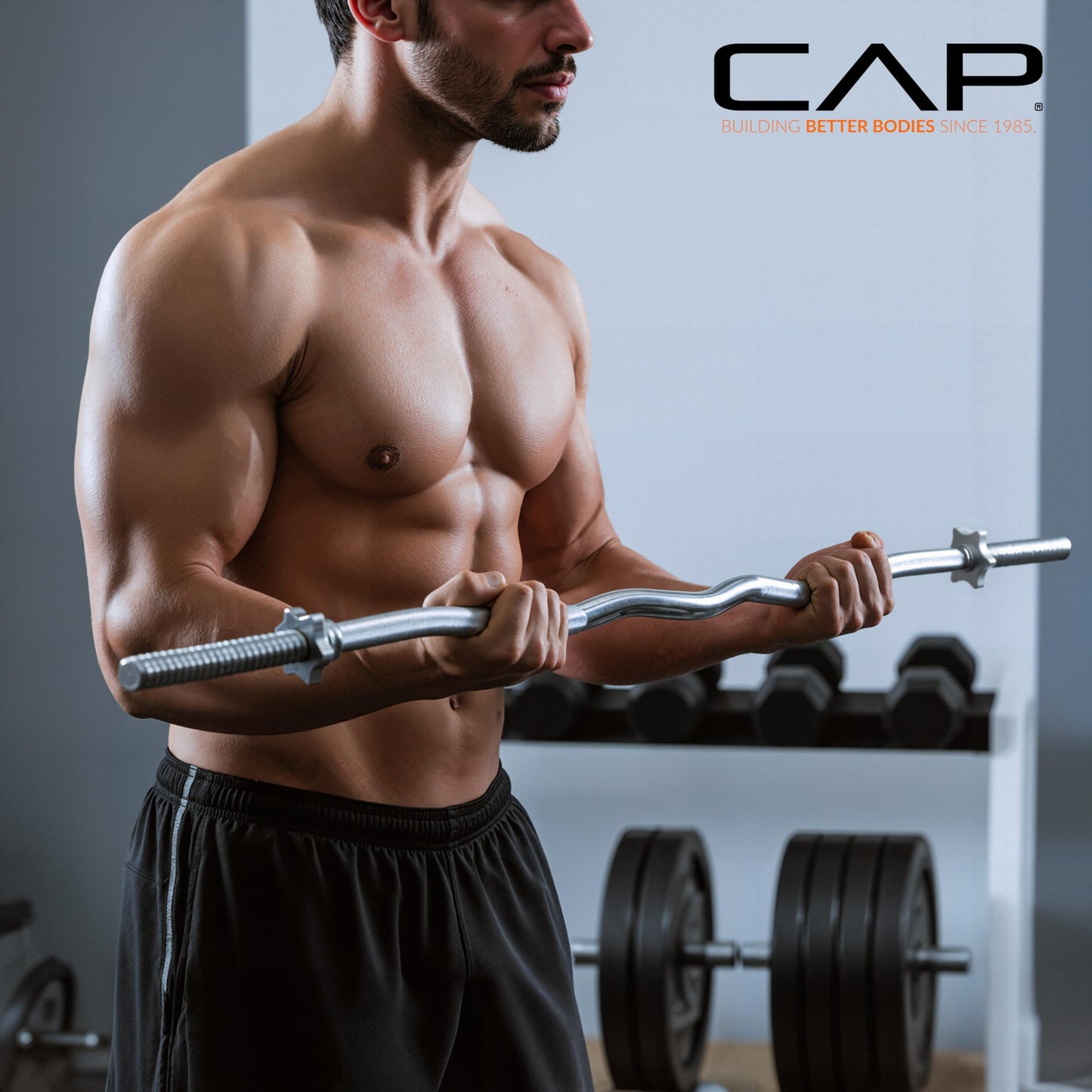 CAP Barbell Standard 1-Inch Threaded EZ Curl Bar with Spinlock Collars – Solid Steel Curl Bar for Bicep & Tricep Workouts, Strength Training, and Home Gym Weightlifting - Chrome
