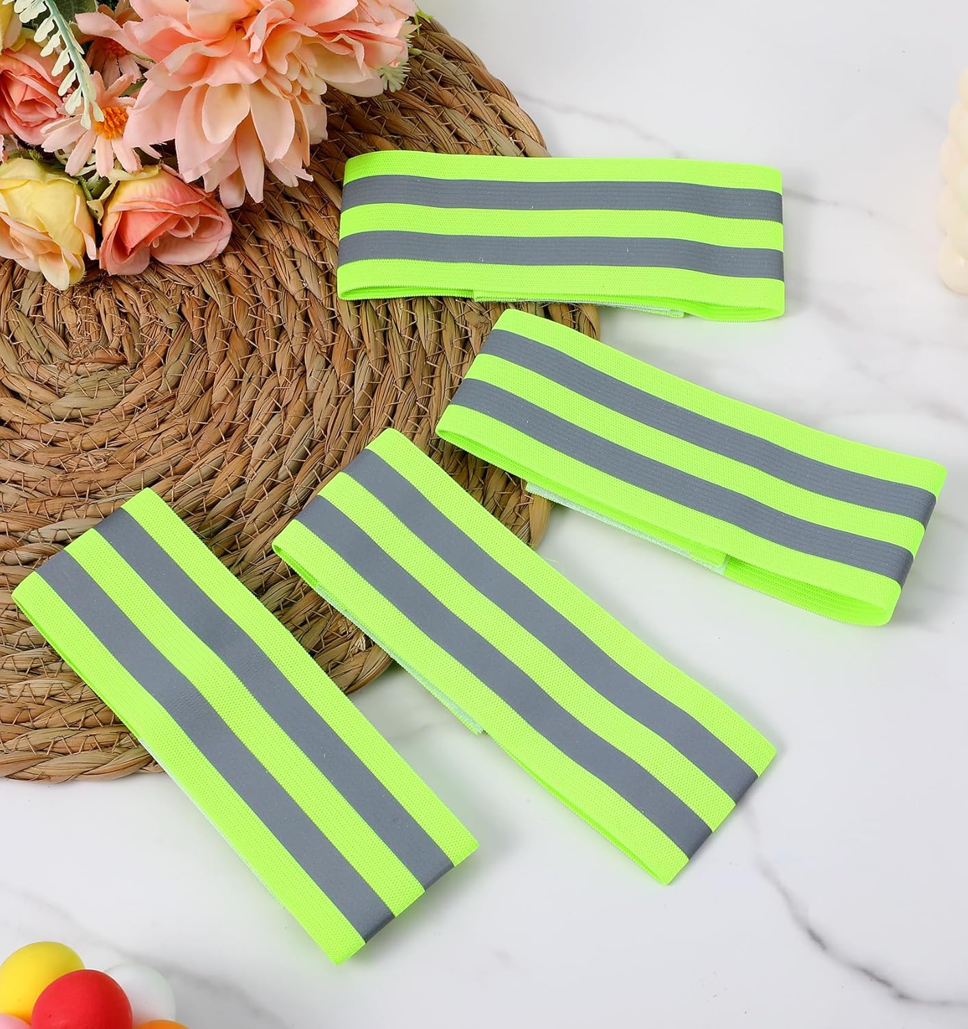 Skiennix Reflective Arm Bands - Adjustable Elastic for Runners & Night Walkers | 6PCS Set
