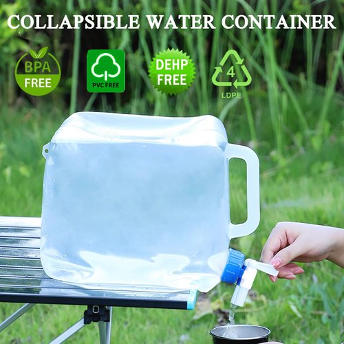 Cosell Collapsible Water Container with Spigot & Hook, BPA Free Water Jug, Foldable Carrier Bucket, Water Storage Container for Camping Hiking Survival Kit, 2-Pack (10L/2.6 Gallon)