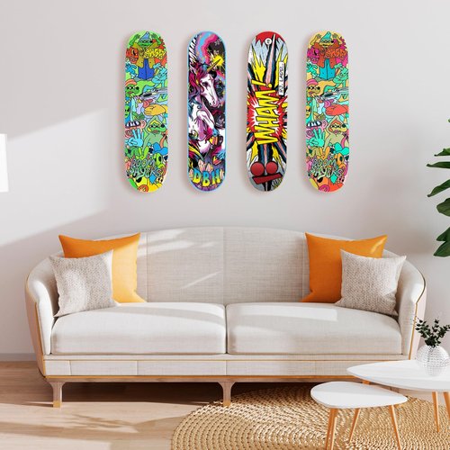 CADUFUELLY 4 Pcs Skateboard Wall Mount Metal Skateboard Hanger with 2 Screw Holes for Display Skateboard Deck Storage