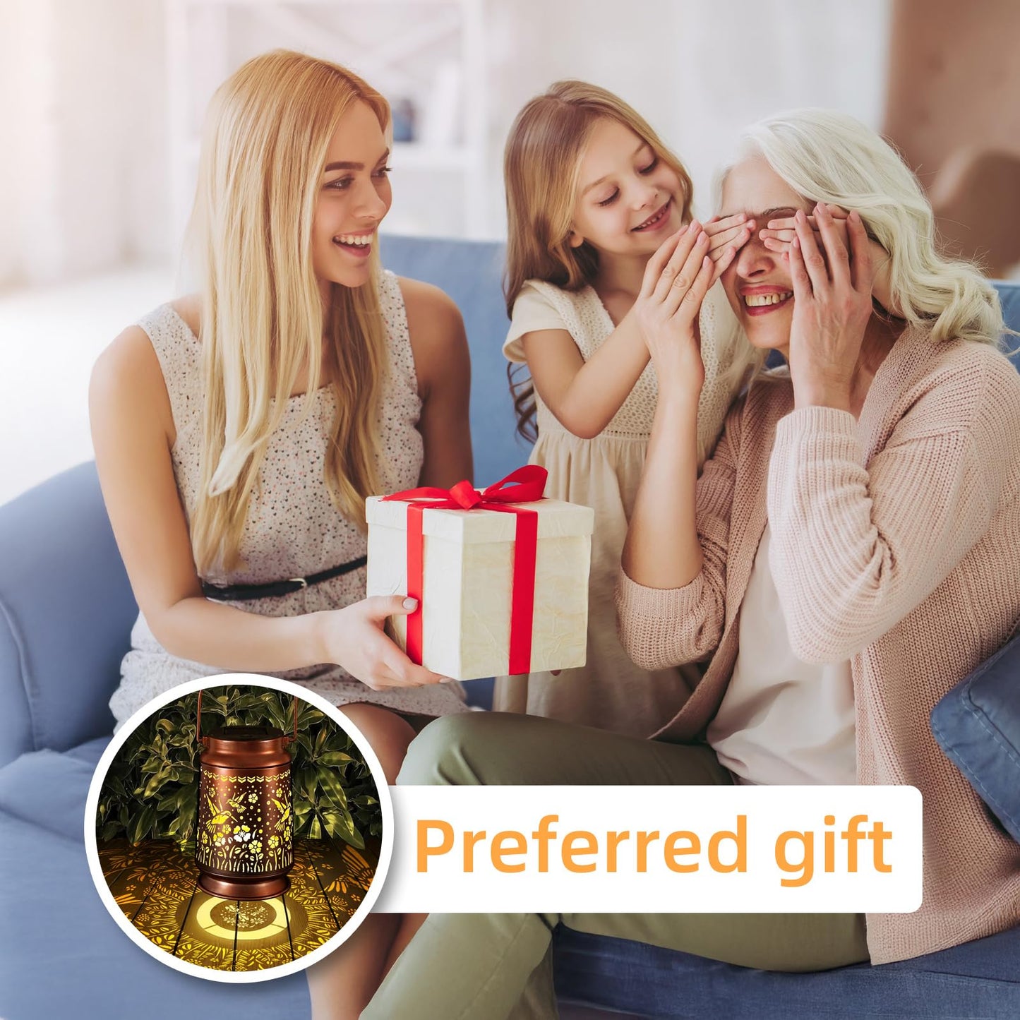 Solar Lanterns Outdoor Waterproof Gifts for Women Grandma Gifts for Mom Hummingbird Garden Decor Solar Hanging Lantern Metal for Patio Yard Festival Pathway Landscape