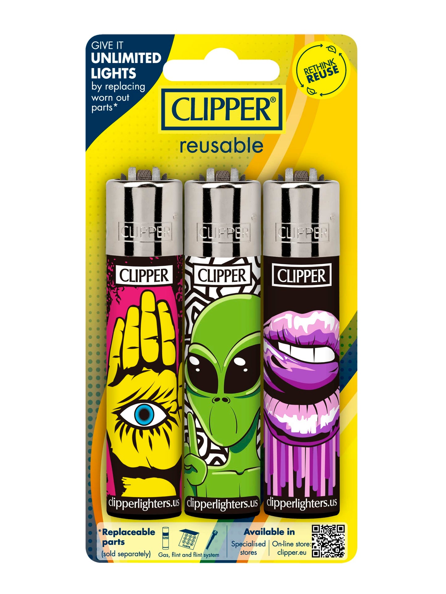 Clipper Classic Large Reusable Lighter, 9 Pack