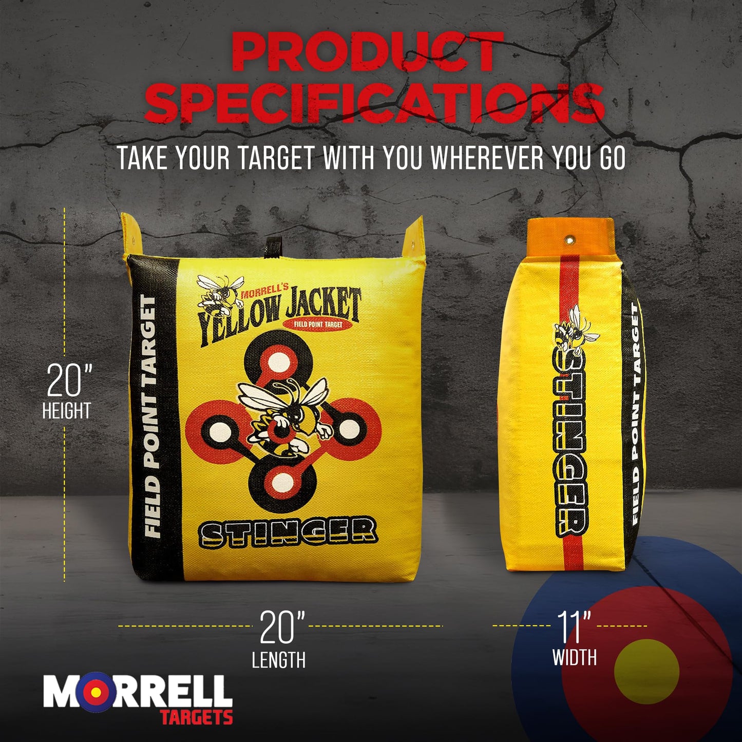 Morrell 2 Pack Field Point Archery Bag, Yellow Jacket Stinger Target for Adults with 2 Shooting Sides, 10 Bullseyes, & Carry Handle - 19 Pounds