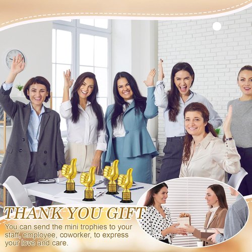 Highergo 24 Pcs Gold Thumbs Up Award Trophies - 5 Inch Plastic Cups for Employee Rewards & Party Favors