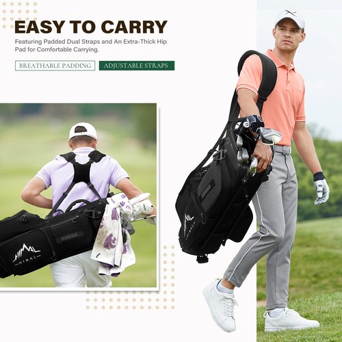 UNIHIMAL Golf Stand Bag with 7 Way Top Dividers, Lightweight Golf Bags for Men Women with Multiple Pockets, Dual Straps (Black)