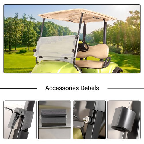 10L0L Clear Windshield for Yamaha G29 Drive Golf Cart 2007-2016, 4MM Thicken Foldable Golf Cart Windscreen, High Transparency, Impact Resistant and Anti-UV