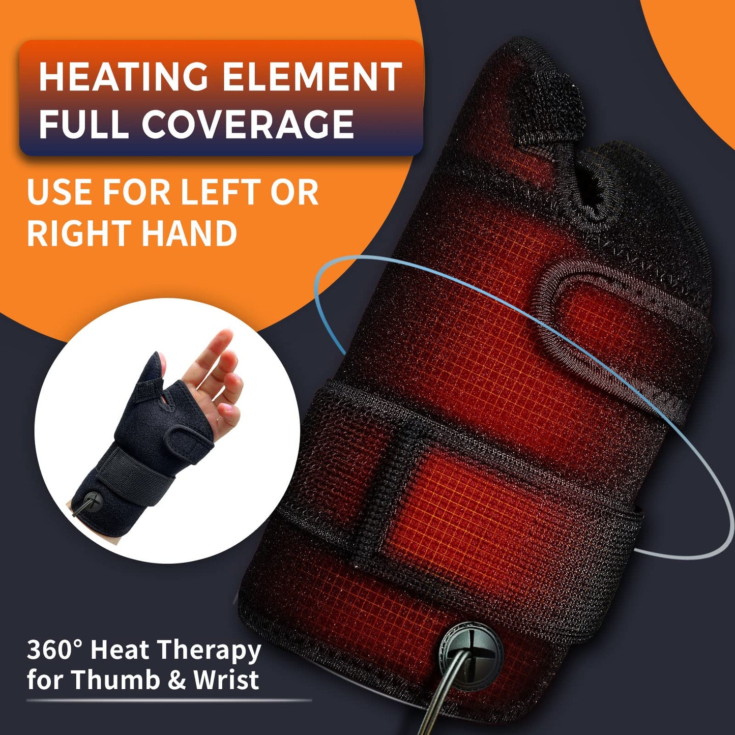 Electric Thumb & Wrist Heating Pad for Hand Arthritis with 3 Heat & 5 Timer Settings, Heated Wrist Wrap for Carpal Tunnel Syndromes, Tendonitis Left/Right Hand Pain Relief(S)