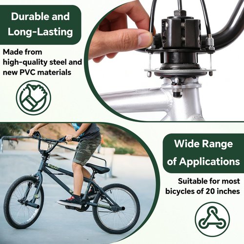 BMX Bike Gyro Brake Cables Front+Rear (Upper+Lower) with Spinner Rotor Full Kit, Bicycle Brake Lines Set Cable Wire & Housing, Suitable for Most Gyro Systems and 20" Bikes, Stabled
