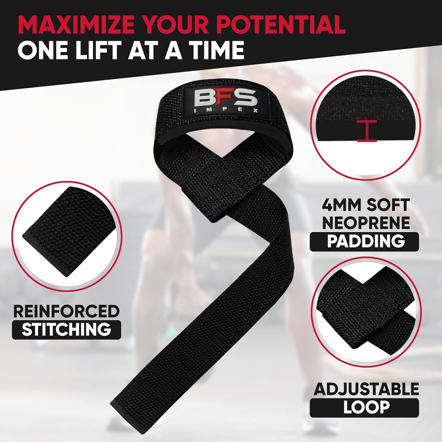 Skiennix Weightlifting Straps - Neoprene-Padded Cotton Wrist Support for Men & Women | Ideal for Bodybuilding & Powerlifting