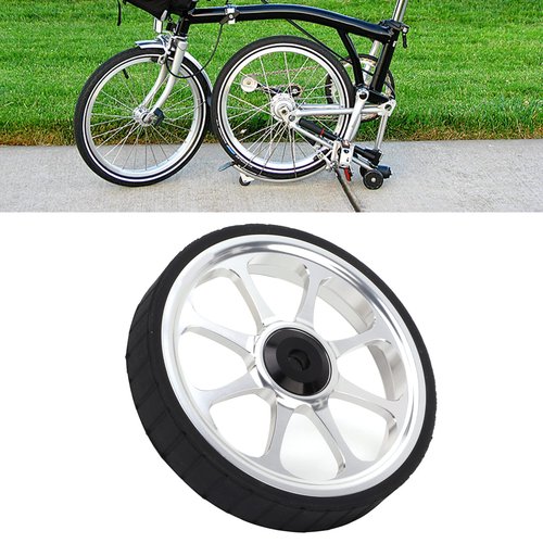 Folding Bike Easy Wheel Aluminum Alloy Rolling Wheel with Rubber Tire for 3sixty Folding Bicycle Replacement Transport Wheel (Silver)