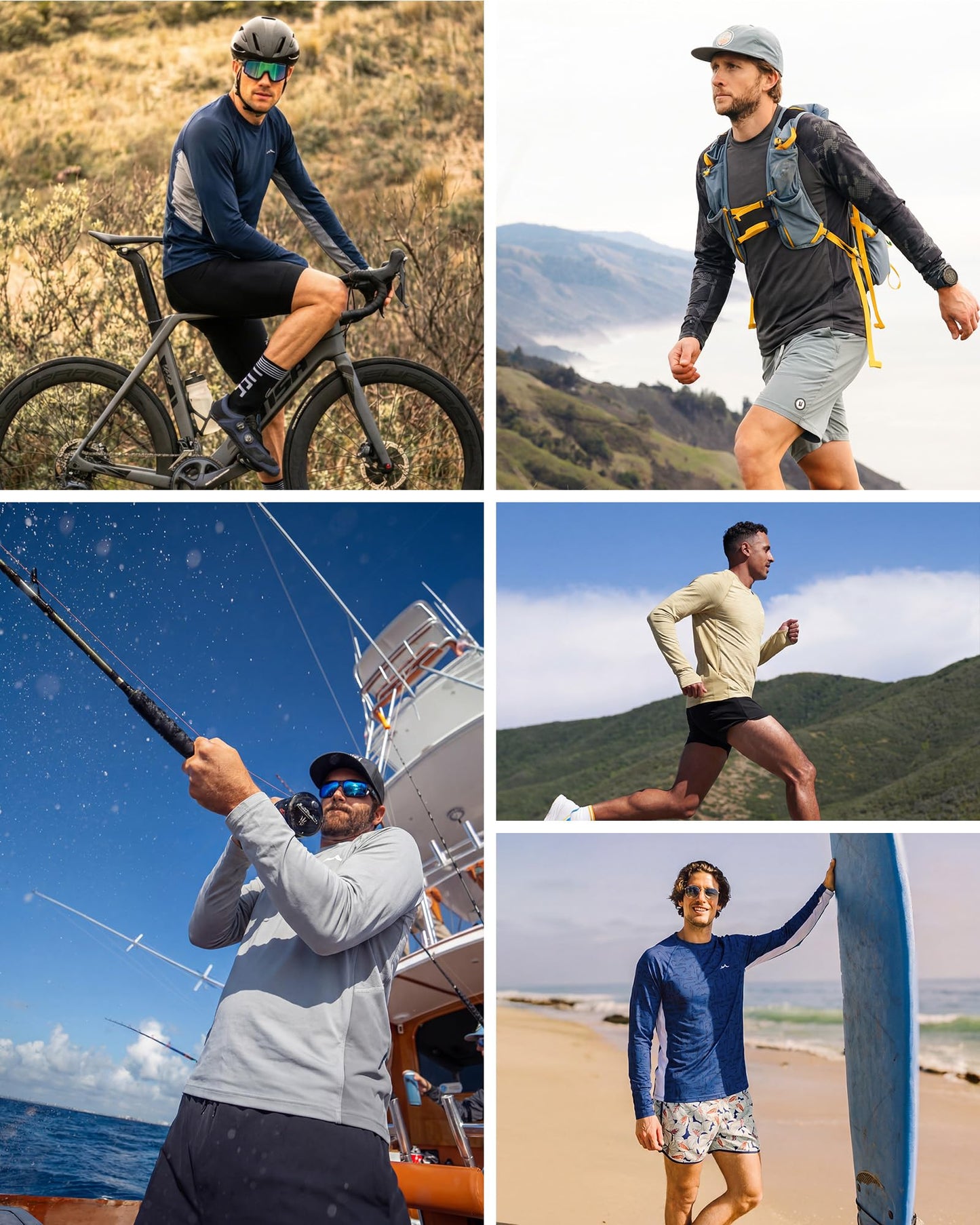 maamgic Mens Swim Shirts UPF 50 Stylish Long Sleeve Rash Guard Breathable