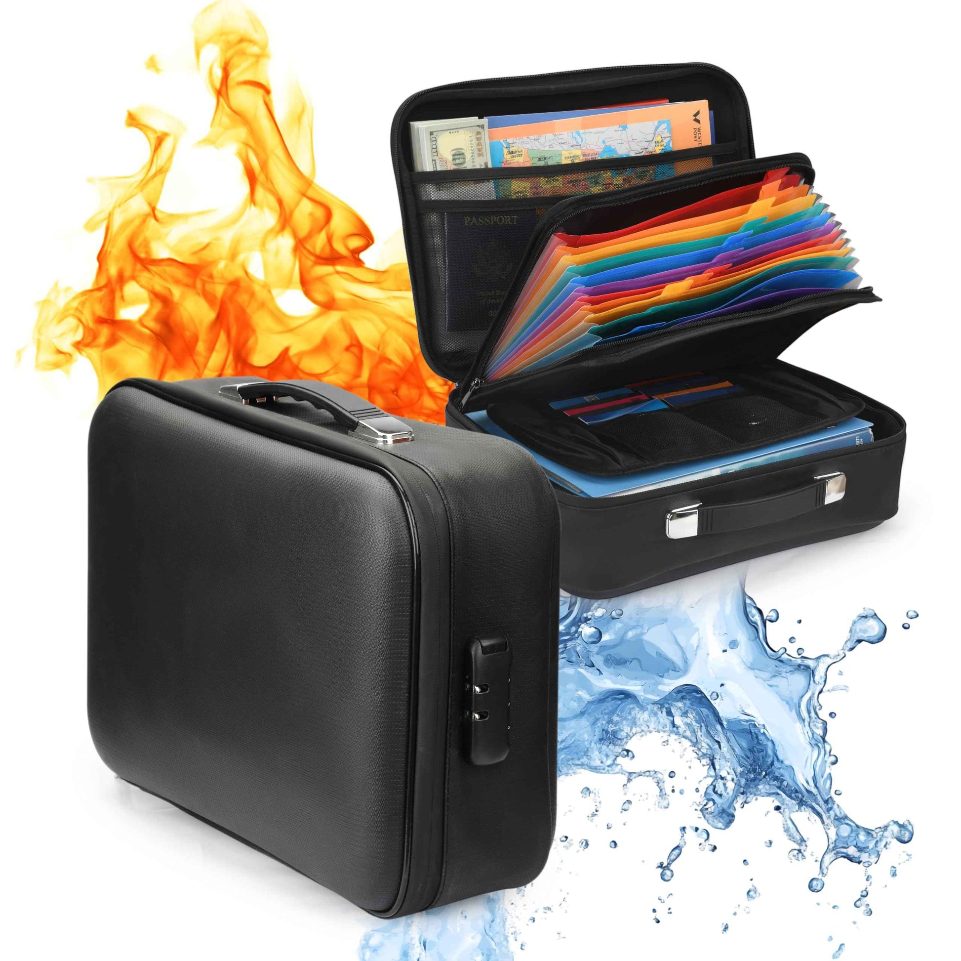 MAXSafes Fireproof Document Box, Hard-Shell Design Waterproof Fireproof Document Box with Lock File Boxes for Documents Important Paperwork Passports