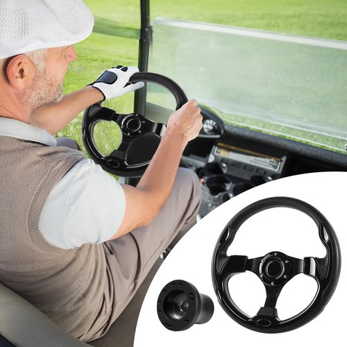 VOONKE Golf Cart Steering Wheel and Golf Adapter for Club Car DS Golf Carts Bundle-(5156BLACK)