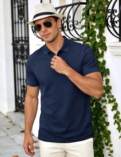 MAGCOMSEN Men's Polo Shirts - Short Sleeve Dry Fit Performance Golf Shirt | Casual Collared Design