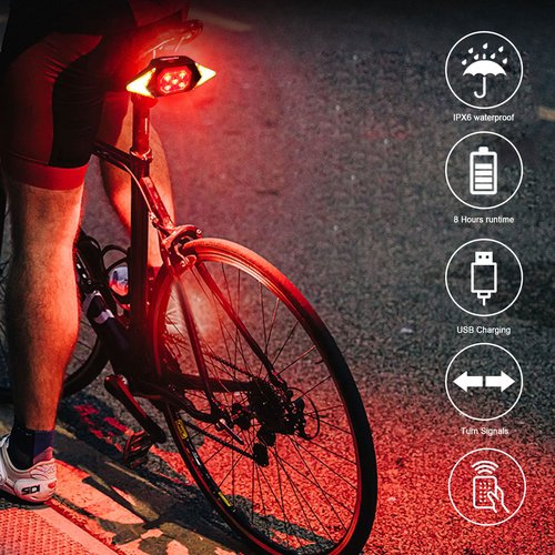 Best Bike Turn Signals Rechargeable Rear Bicycle Light Luces para Bicicleta Waterproof Bike Indicators fit Handlebars, Saddle Rears, Cargo Carrier