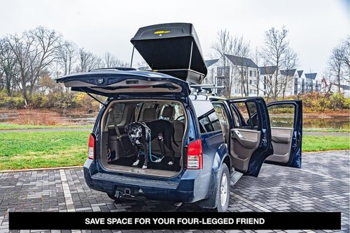JEGS Rooftop Cargo Carrier for Car Storage - Large Roof Rack Cargo Carrier - Front Hinge/Rear Lock - Rear Opening Weatherproof Storage - Made in USA - 18 Cubic Ft - 110 Lb Capacity - Aero Design