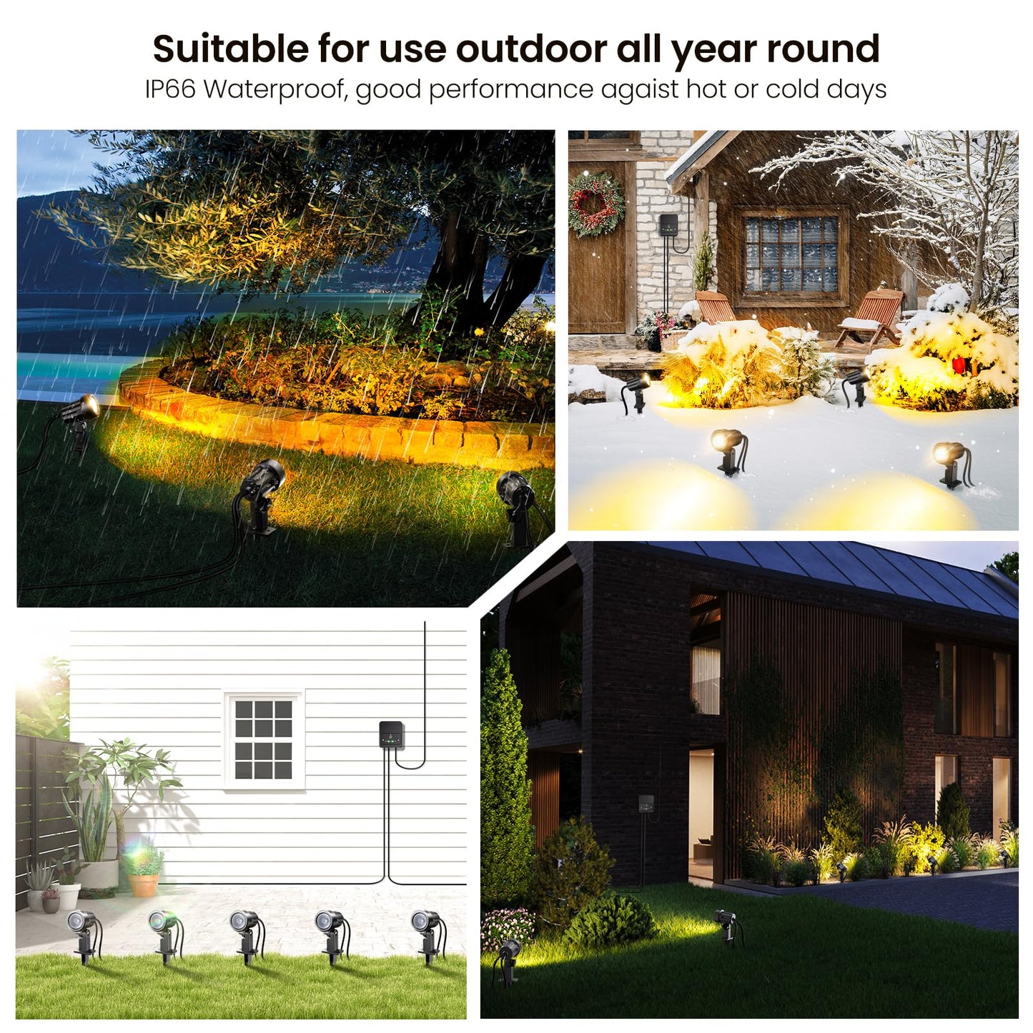 SOROP LED Landscape Lighting Kit Landscaping Lights with Remote Control Dimmable IP66 Waterproof 2700-6500K Spot Lights for Outdoor Garden Lawn Patio Yard with US Plug 12 Pack