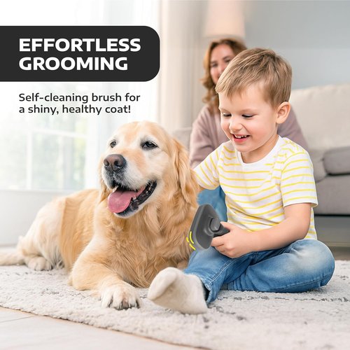 Hertzko Self-Cleaning Slicker Brush | Grooming Tool for Cats & Dogs – Painless Detangling – Black