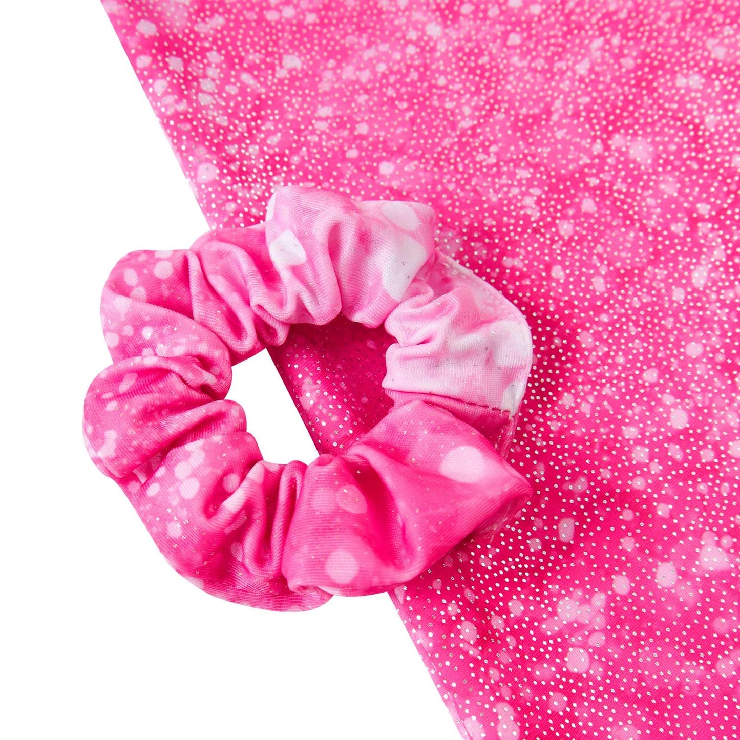 Vogseek 11 12 Years Girls Gymnastics Leotards with Hair Scrunchie Pink Sparkle Dots Active Biketards with Cover Shorts Girl's Cute Classic Ballet Unitards Sets,Pink Shiny