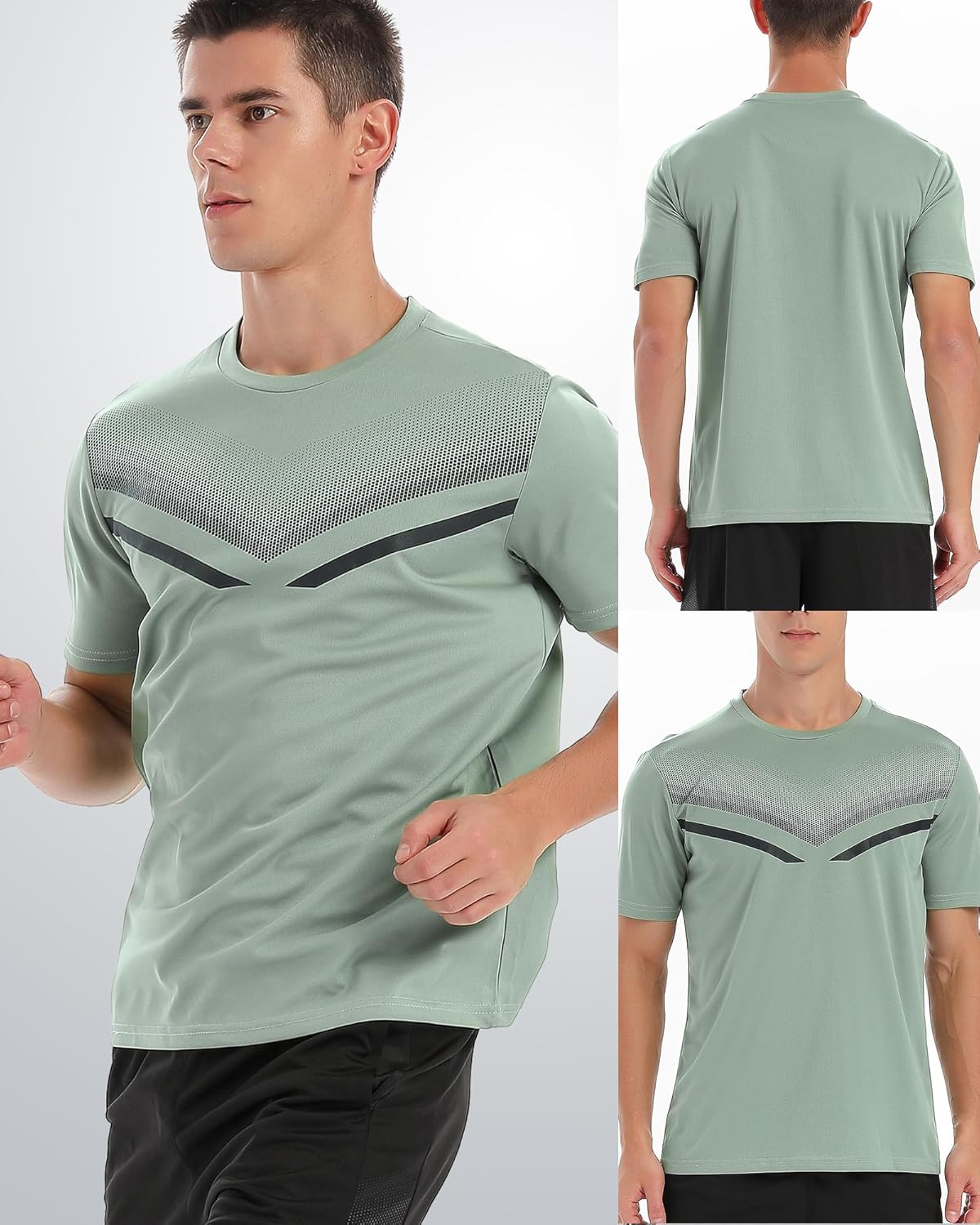 Skiennix 5 Pack Men's Workout Shirts - Quick Dry Athletic Short Sleeve Crew Neck Tees