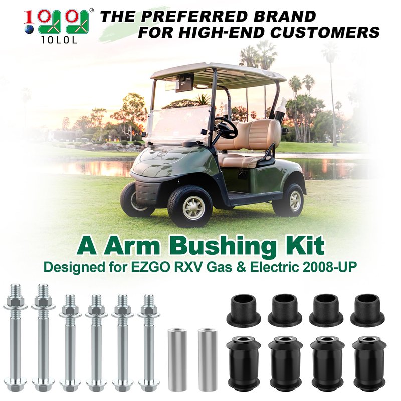 10L0L Golf Cart A Arm Bushing Sleeve Kit for EZGO RXV Gas & Electric 2008-up, Replace OEM 608086 601340 602085 601754 602415 600525