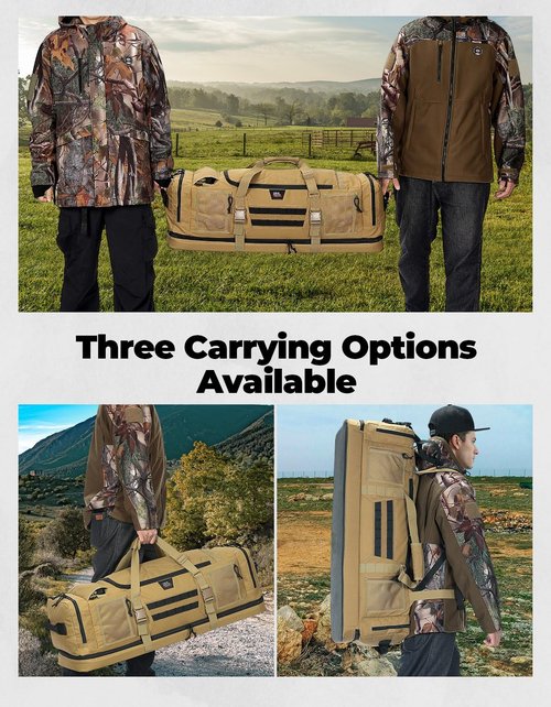KEMIMOTO Hunting Duffel Bag - 78L Large Capacity Tactical Gear Bags Storage Cases for Hunters Travel Hiking Fishing Camping, Multi Pocket Design, Blown Backpackable