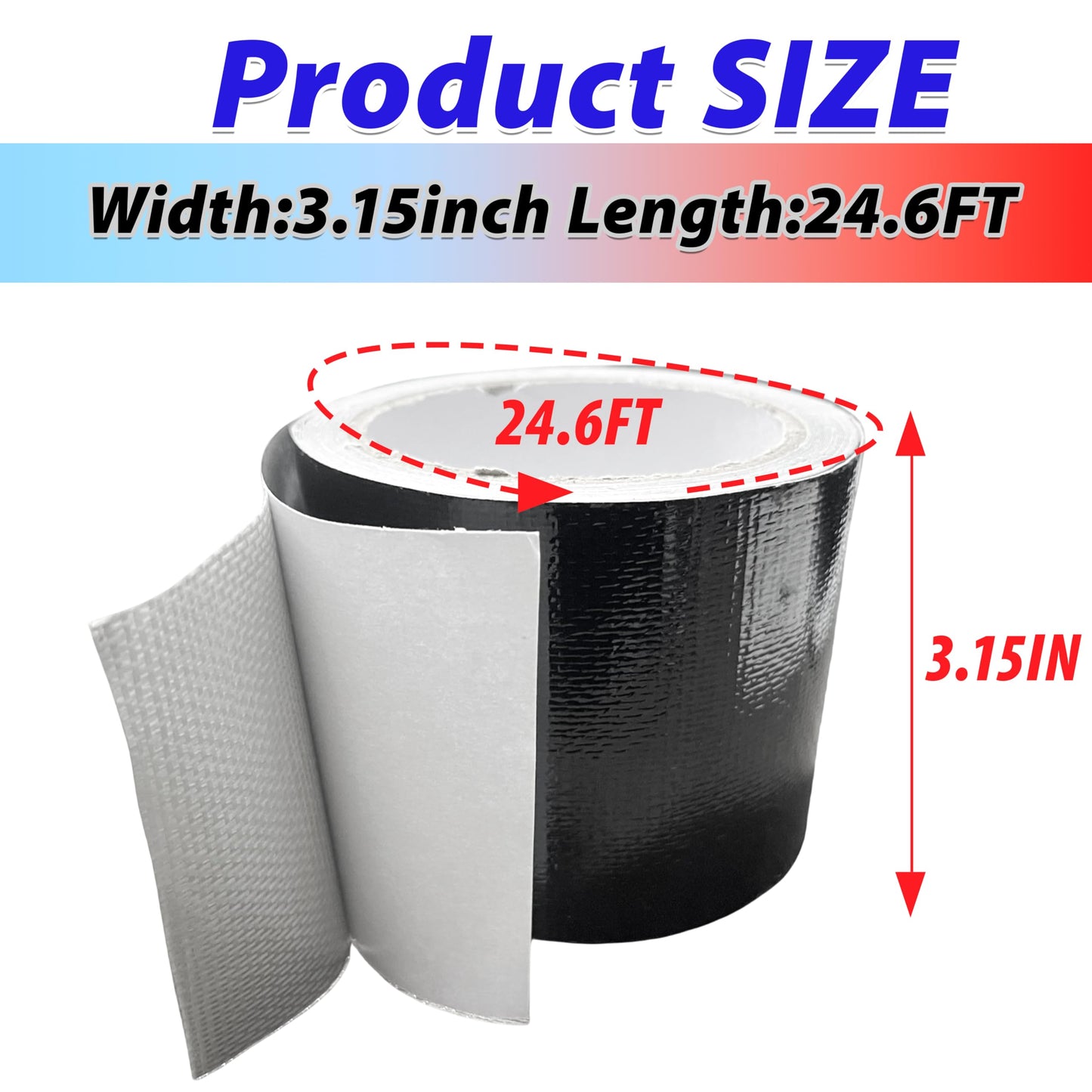 MCOTOP WaterproofRepair Tape for Fabric, 3.1IN x24.6FT, Heavy Duty Outdoor Repair Tape, for RV Roof, Tarp, Tent, Sail and Boat Cover Outdoor Repair Patch, Multipurpose Awning Repair Tape (Black)