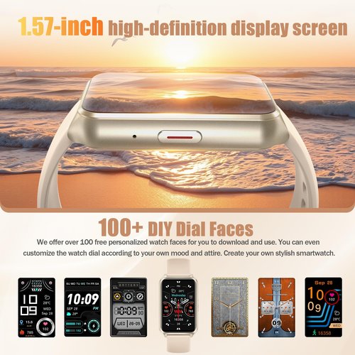 Health Fitness Tracker Watch for Women Men, IP68 Waterproof Activity Tracker with Calorie and Sleep Monitor, 110+ Sports Modes Pedometer Smart Watch，Step Counter Compatible with iPhone Android (Gold)