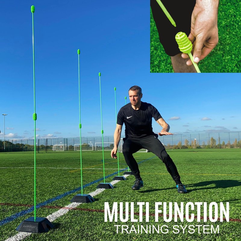QUICKPLAY PRO Speed + Agility Set, Multi-Sport Training Agility Poles | Cones | Speed Hurdles | Soccer Tennis | Crowd Barrier (PRO Speed & Agility Set)