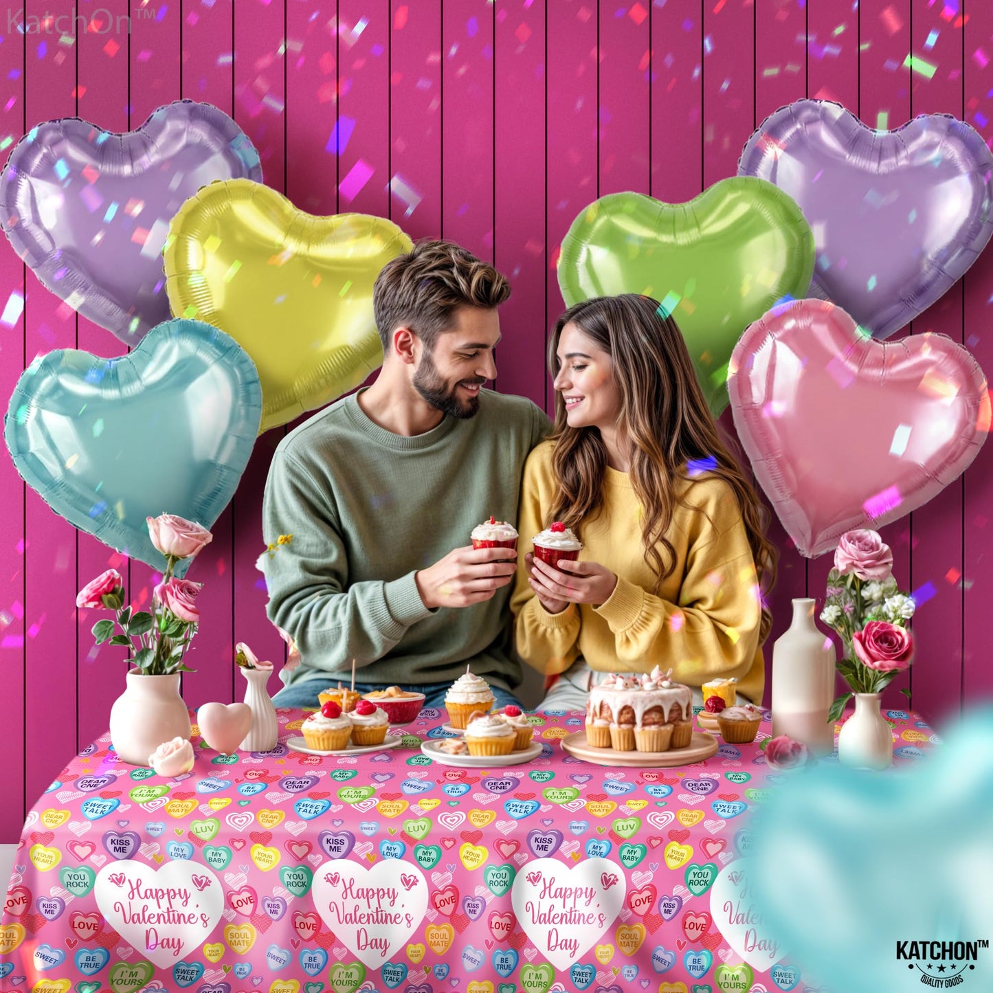 KatchOn, Pastel Heart Balloons Set - 18 Inch, Pack Of 10 | Pride Conversation Heart Balloons, Pride Decorations | Pride Month Decorations