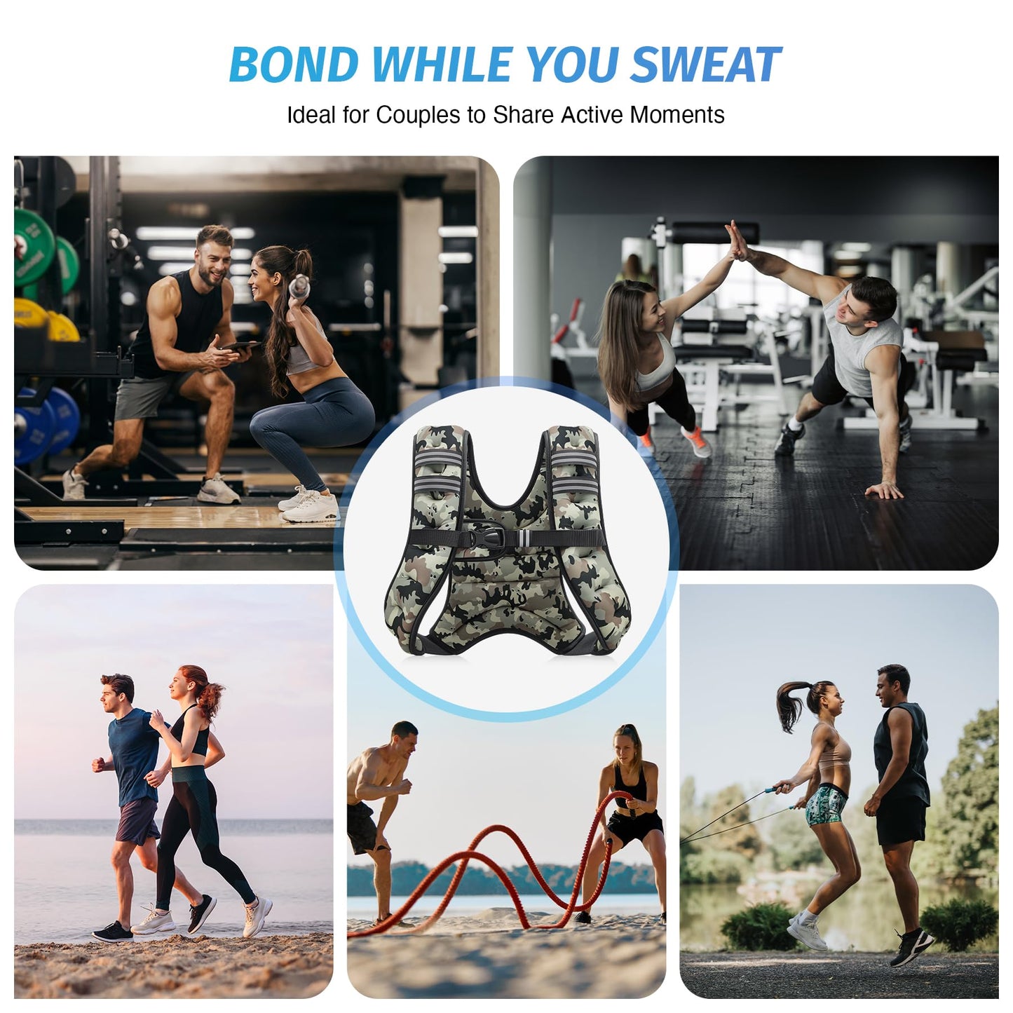 ZELUS Weighted Vest, 6lb/8lb/12lb/16lb/20lb/25lb/30lb Weight Vest for Men Women with Storage Pocket & Reflective Strips for Workout Strength Training Running Muscle Building, Desert Camo (6 lb)