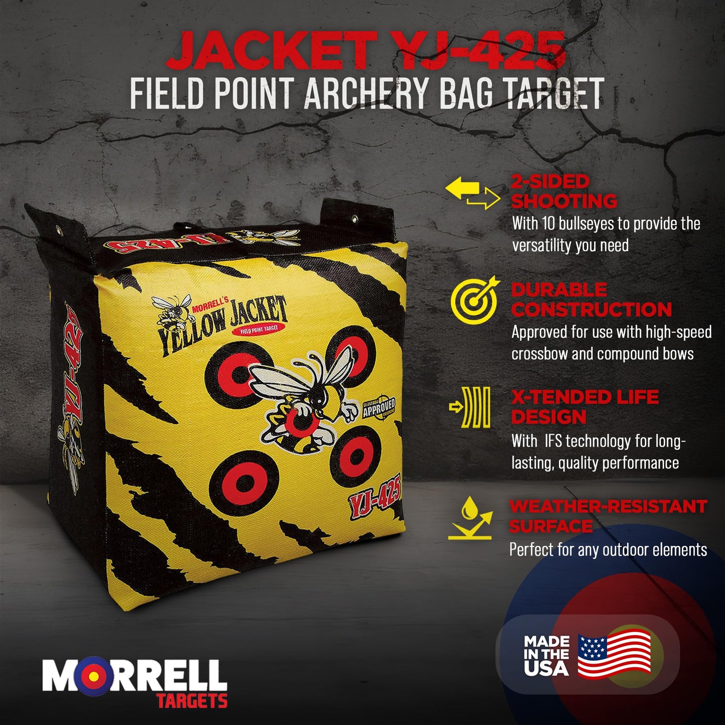 Morrell Yellow Jacket YJ-425 Field Point Archery Bag with HME Heavy-Duty Adjustable Stand – Outdoor Dual-Sided Target for Compound, Crossbow, and Traditional Bows up to 425 Fps
