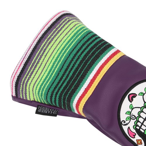 SHABIER Purple Golf Fairway Headcover with Green Embroidery Sugar Skull Design for Golf Club