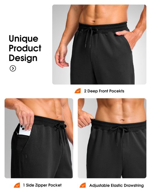 Soothfeel Men's Fleece Sweatpants Cotton Open Bottom Straight Leg Baggy Winter Warm Pants Sweatpants Black L
