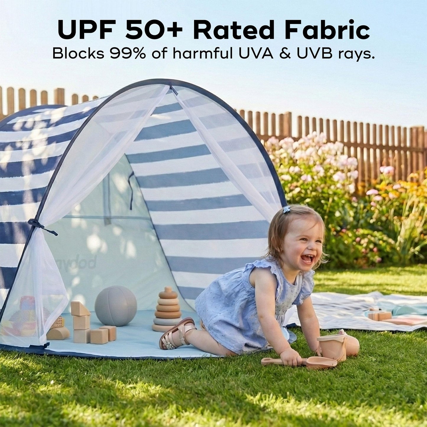 Babymoov Baby Anti UV Tent, Sun Protection UPF 50+, Pop Up Play Tent and Sun Shade, Marine (Summer 2025 Edition)