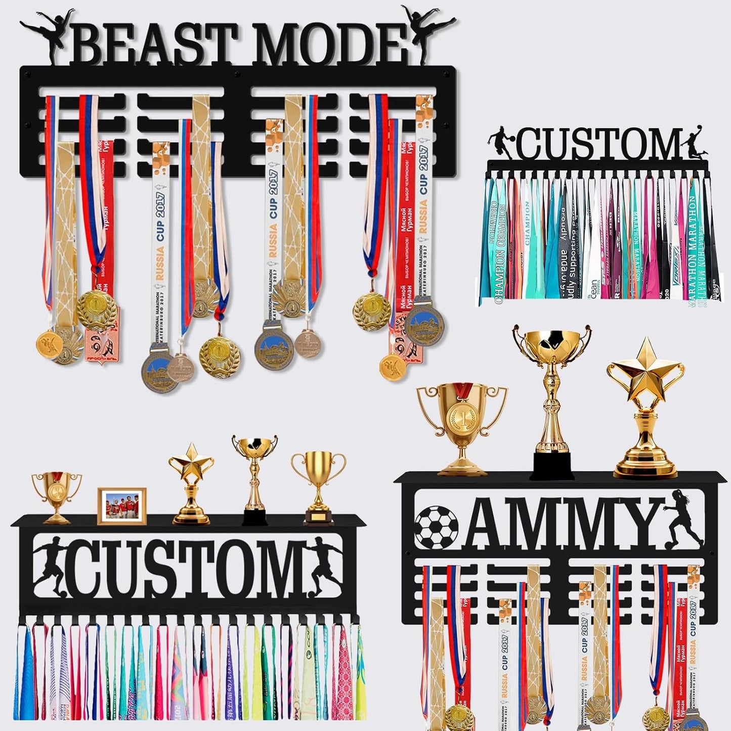 Skiennix Personalized Medal Hanger - Custom Wall Display Rack for Awards & Ribbons | Ideal Gift for Athletes