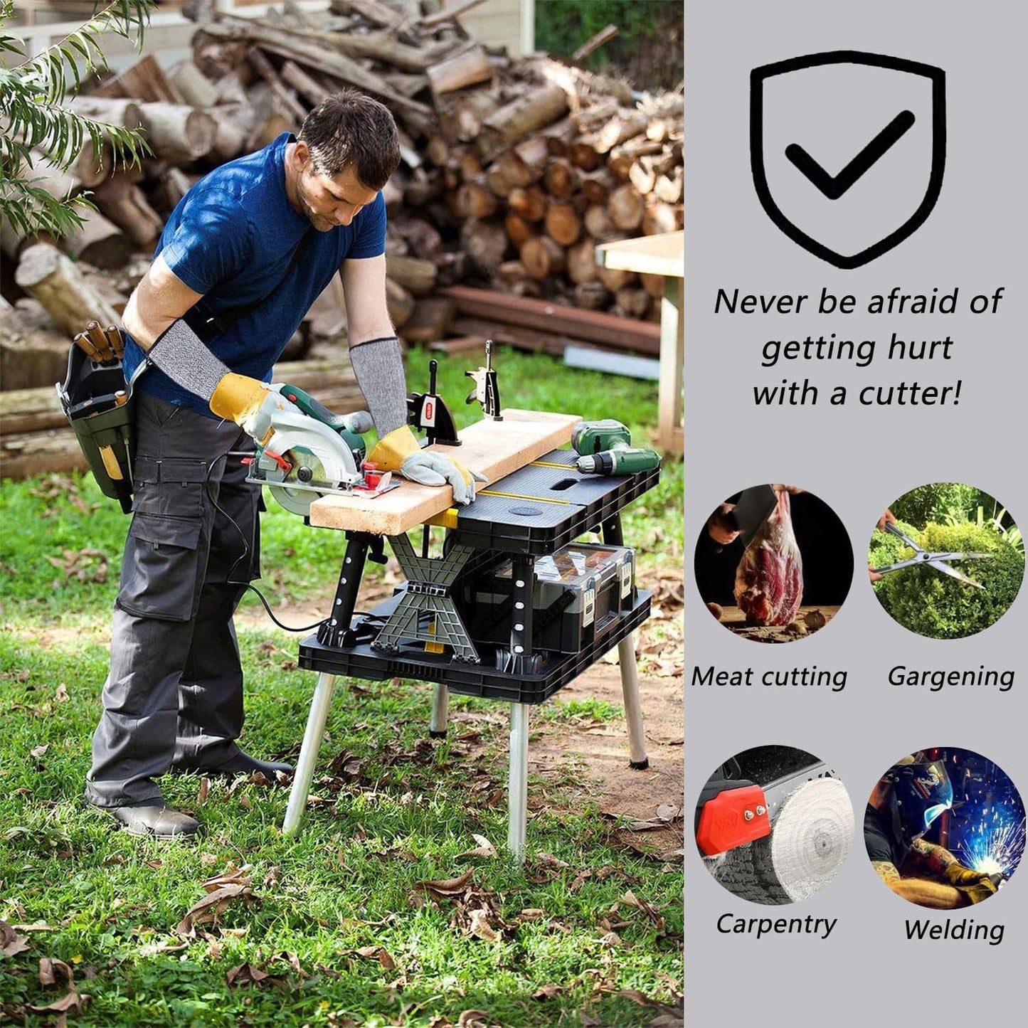 REDANHA 2 Pairs Arm Protection Sleeves Level 5 Protection Cut Burn Resistant Sleeve Anti Abrasion Forearm Cover Protector for Men Women (Grey)