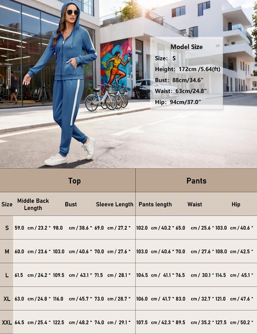 Marvmys Zip Up Jogger Sets for Women 2 Piece Hoodie Sweatpants Sweatsuits Set Long Sleeve Sport Jogging Suit Blue M