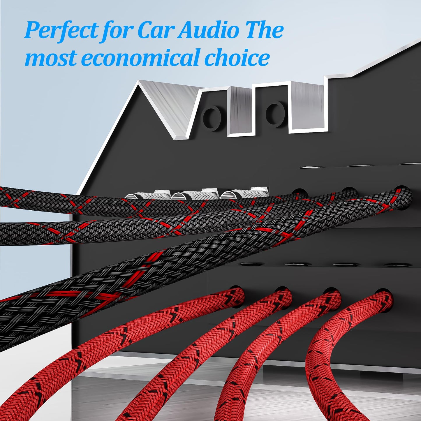 8 Gauge Wire 20 FT, Primary Automotive Power or Ground Wire, Battery Cable, Nylon Braided Jacket, Copper Clad Aluminum, Car Audio Amplifier RV Trailer Electrical Wire, with 10 Heat Shrink Tubing, Red