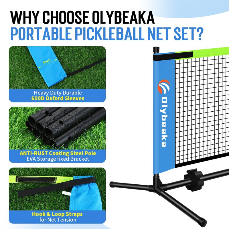 Mini Pickleball Net for Beginners Pros, Half Court Small Size Portable Pickleball Net for Driveway Backyard Outdoor Indoor with 3 Pickleballs Carry Bag, Chalk (Blue, 5ft)