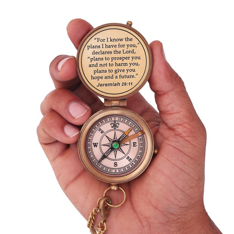NEOVIVID Religious Gifts for Men, LDS Missionary, Easter for Teen Boys, Compass, Catholic, Christian, Jeremiah 29:11, Personalized, Sentimental, Inspirational