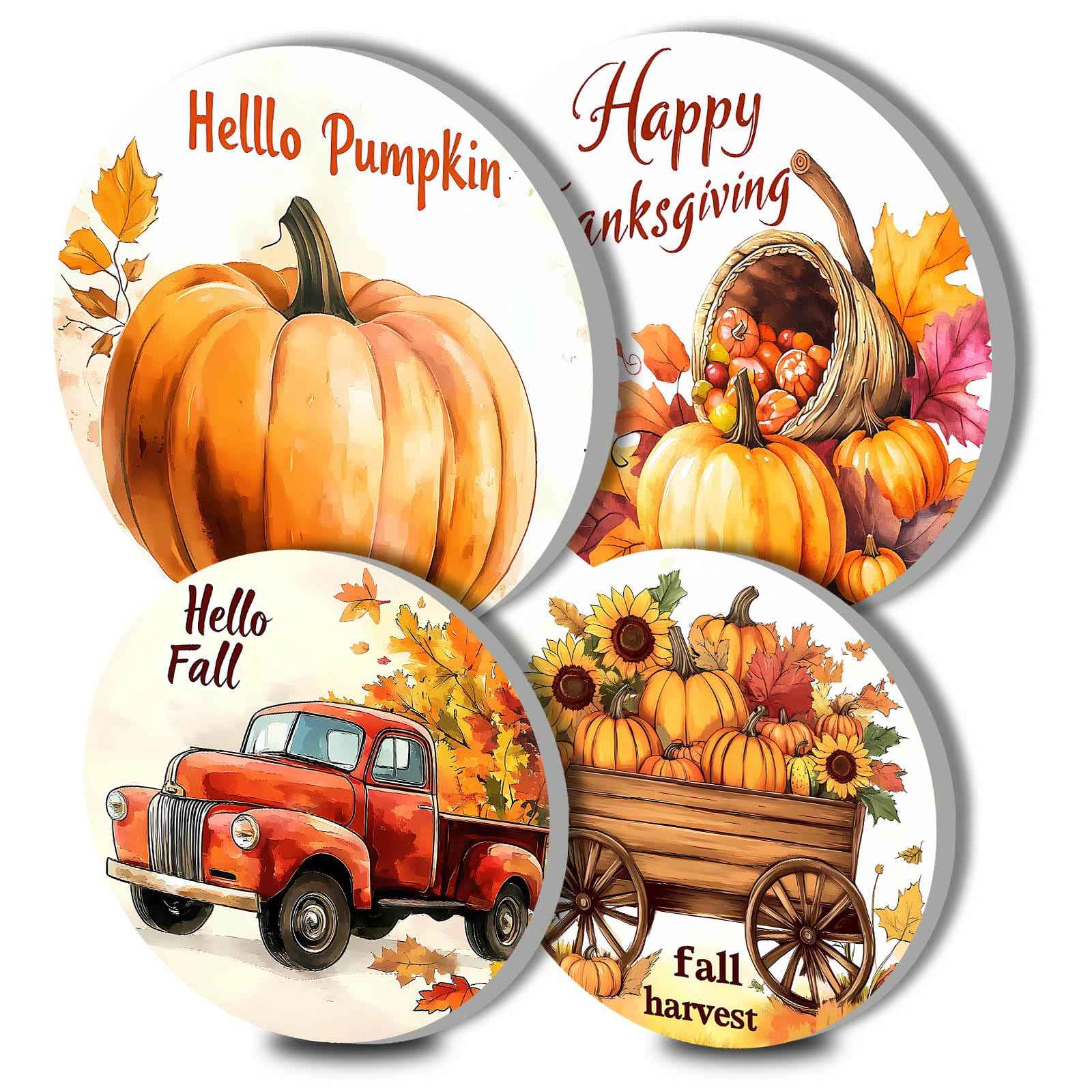Autumn Pumpkin Electric Stove Burner Covers，4 Pcs Thanksgiving Decor Round Stove Burner Cover，8 Inches and 10 Inches，Gas Stove Burner Cover,Metal Cooktop Fall Decorative Home Decor,Kitchen Decor