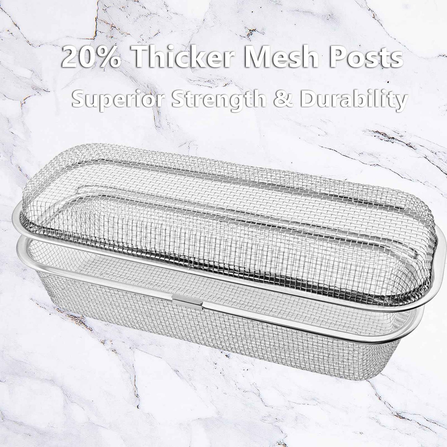 Dishwasher Basket, 18/8 Food-Grade Stainless Steel Dishwasher Basket for Small Item, Bottle Accessories, Scoops, Forks, Chopsticks Cleaning, Silver (Dual-Tier Large)
