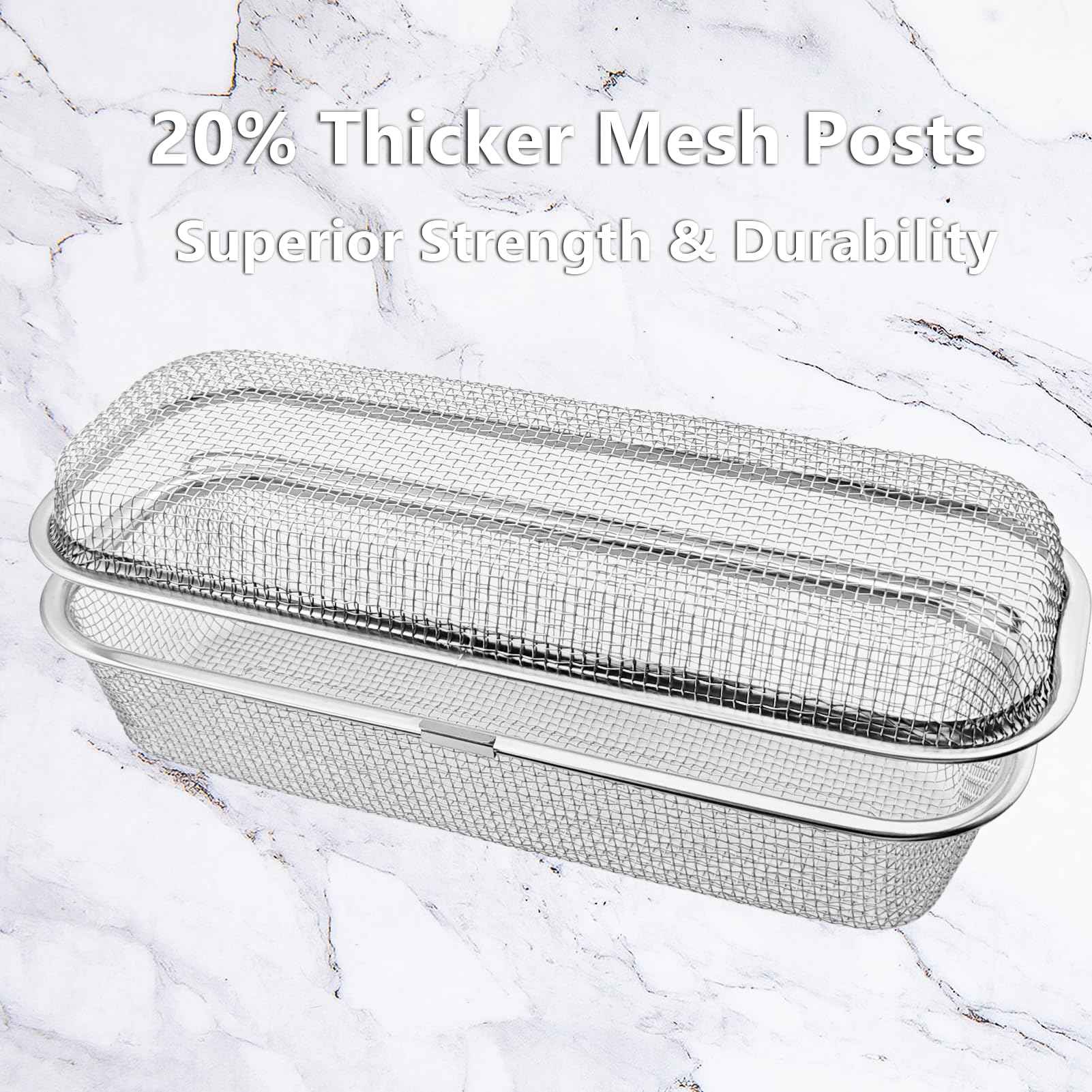 Dishwasher Basket, 18/8 Food-Grade Stainless Steel Dishwasher Basket for Small Item, Bottle Accessories, Scoops, Forks, Chopsticks Cleaning, Silver (Dual-Tier Large)