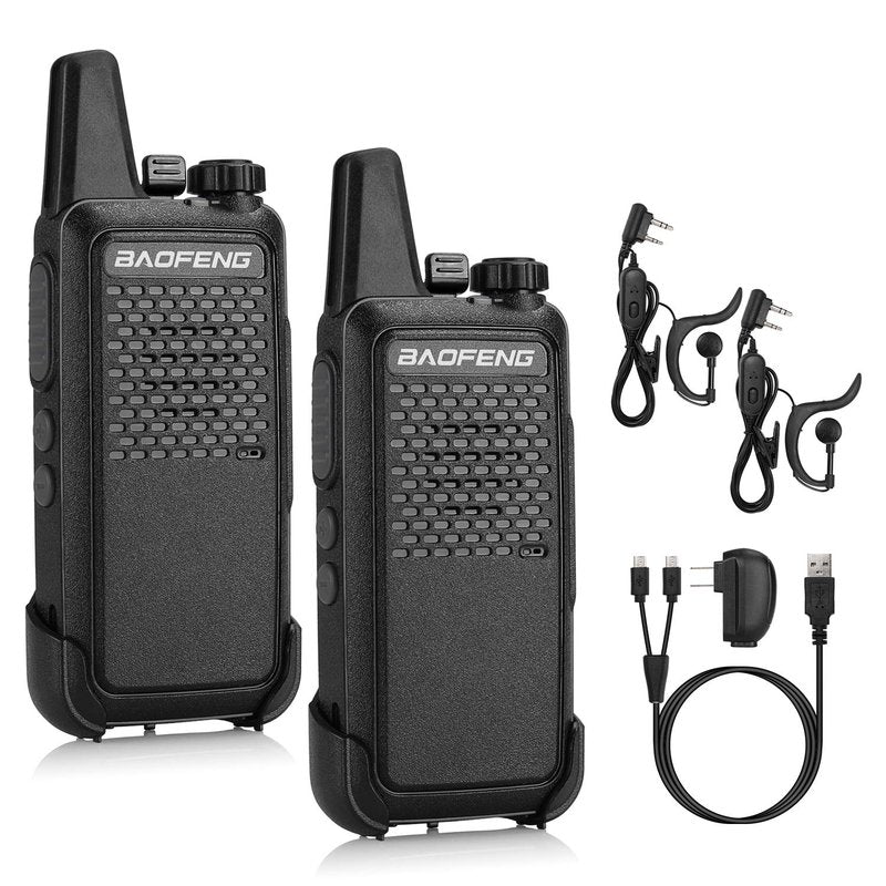 BAOFENG GT-22 Walkie Talkies for Adults Rechargeable, Long Range Two Way Radios with 1500mAh Battery, Portable Handheld VOX Handsfree with Earpieces, Holsters (2 Pack)