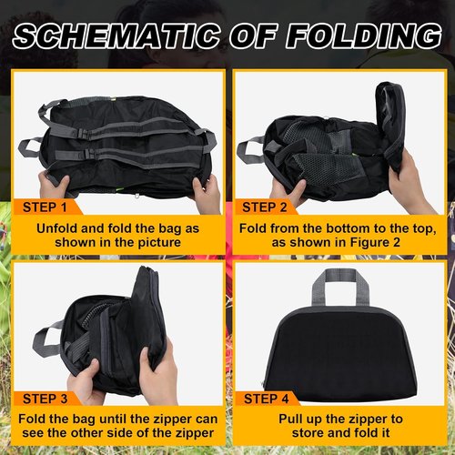 Dunzy Foldable Backpacks - 12 Pcs Lightweight Bulk Set for Travel, Camping & Donations | Black
