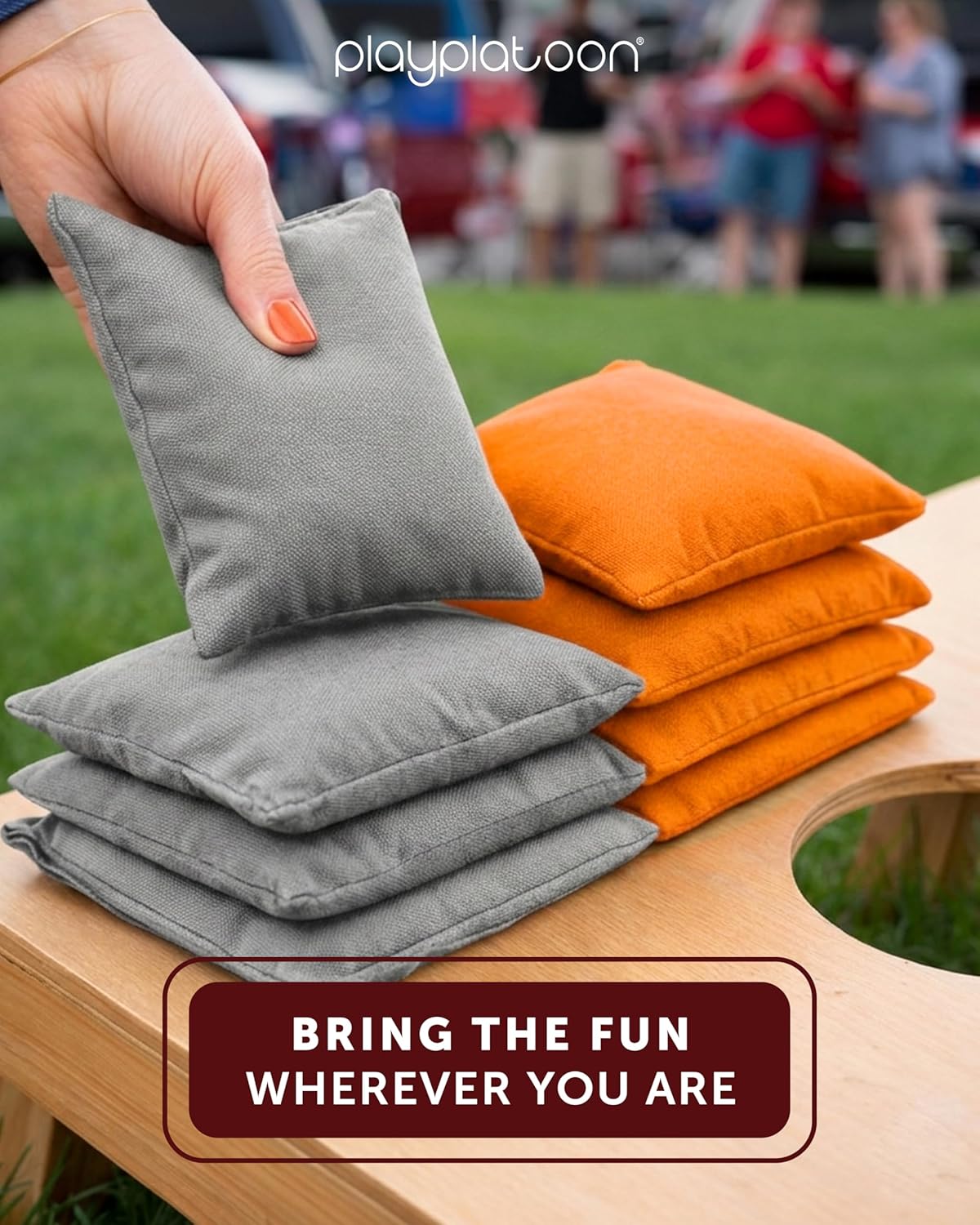 Play Platoon Premium Cornhole Bags - Weather Resistant Duckcloth Set of 8 - Regulation Size & Weight