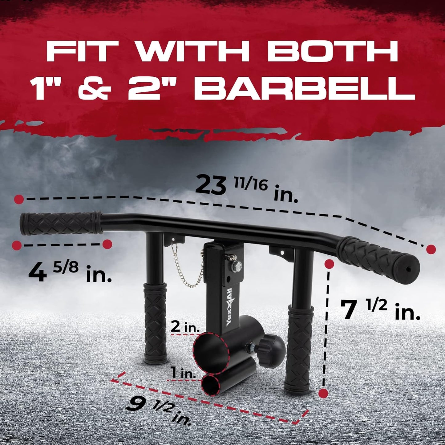 Yes4All Multi-Grip Rowing Landmine Handle - 550LBS T-Bar LAT & Viking Press | Fits 1" & 2" Bars