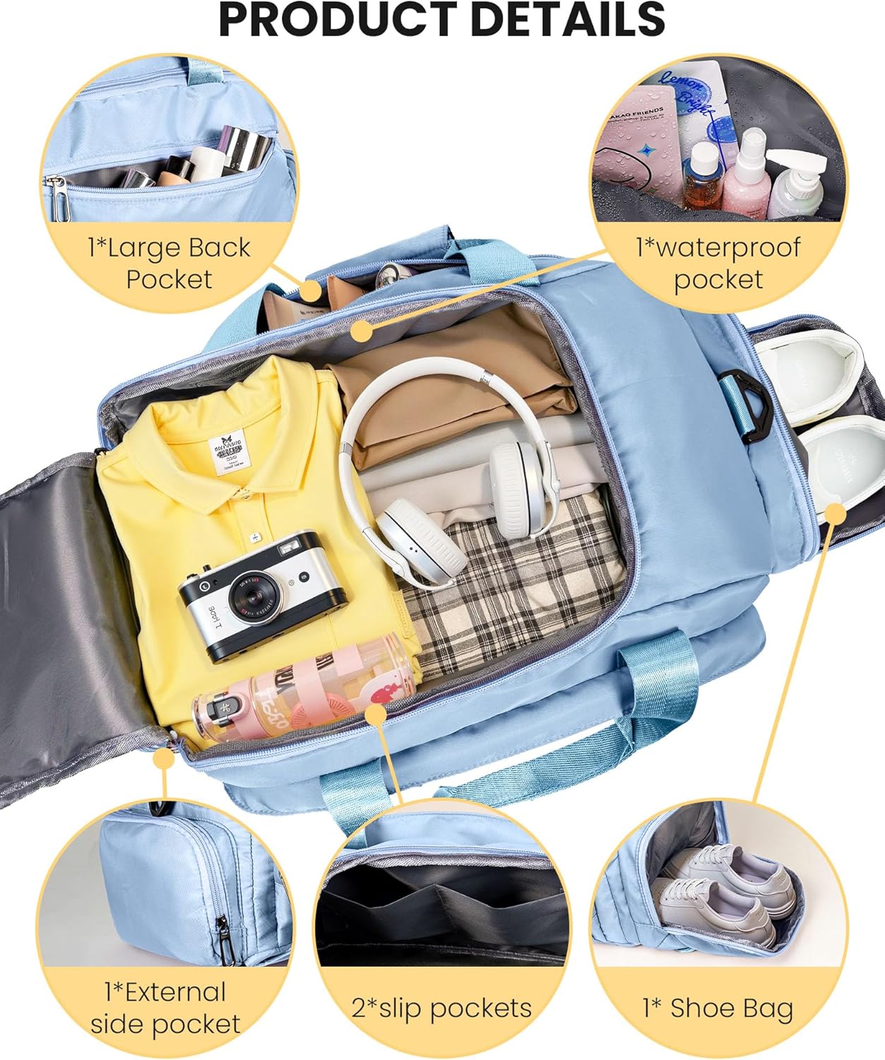 Skiennix Initial Gym Bag - Stylish Dance Bag for Girls with Shoe Compartment | Monogrammed Overnight Duffle (Letter K)